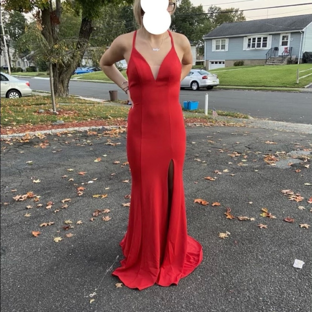 Long red gown